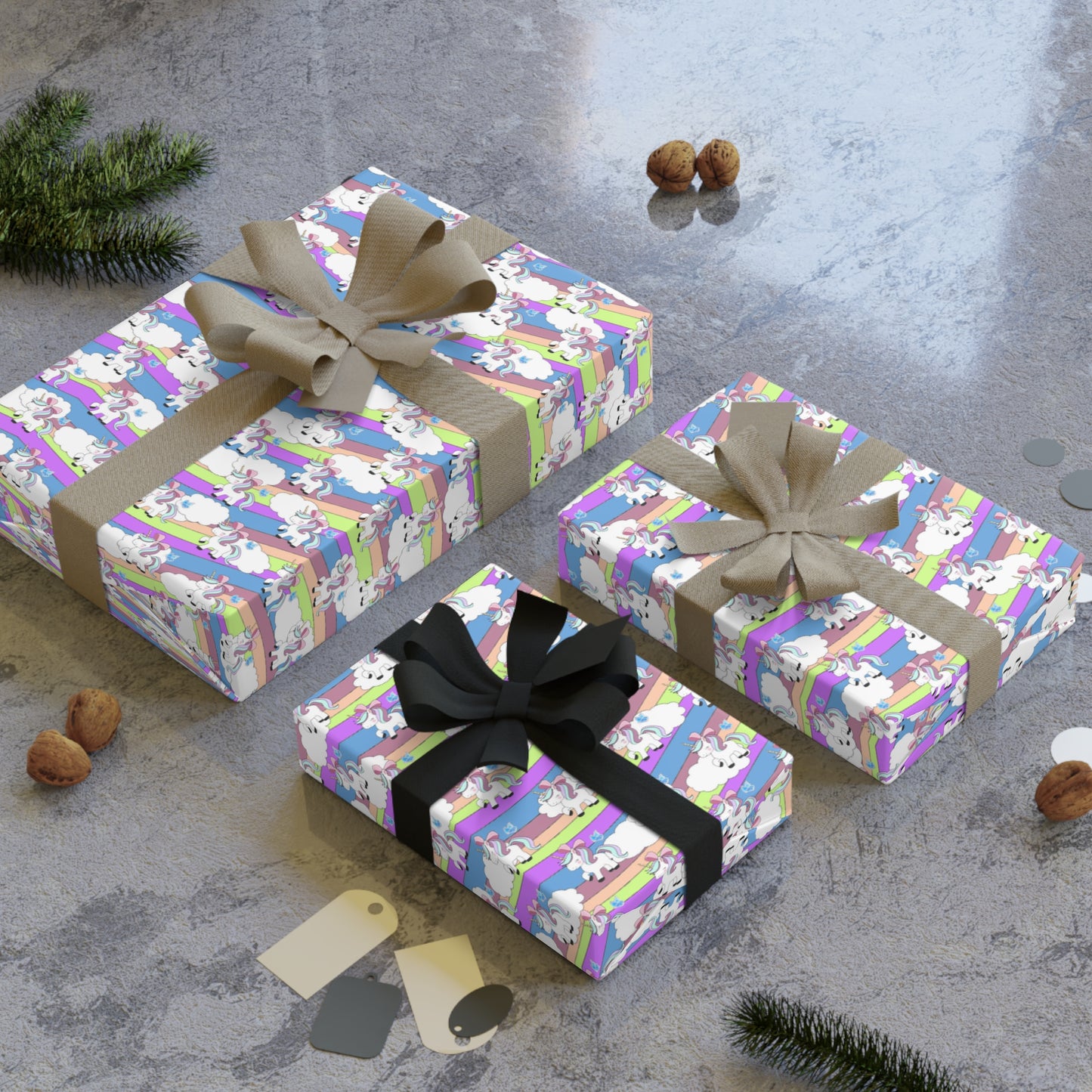 Rainbow Unicorn Gift Wrapping Paper Rolls, 1pc